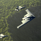 Illustration for article titled Extremely rare image of two B-2 bombers refueling at the same time